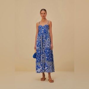 EUC Blue Tile Dream Sleeveless Maxi Dress size medium Retails $245